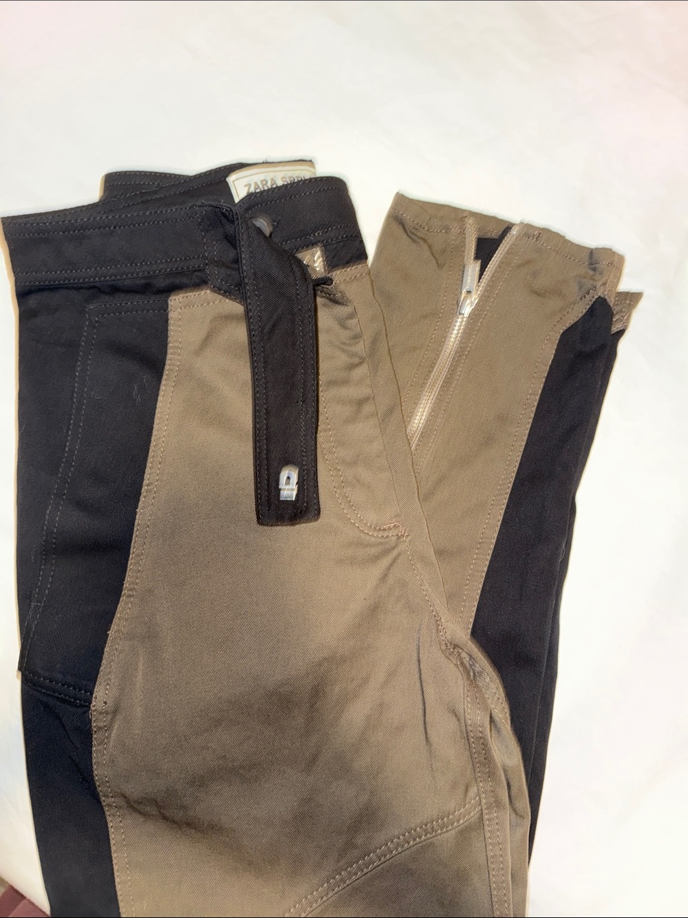Womens Two-Tone denim Pants - Black & Olive - Picture 5 of 9